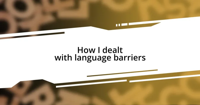 How I dealt with language barriers